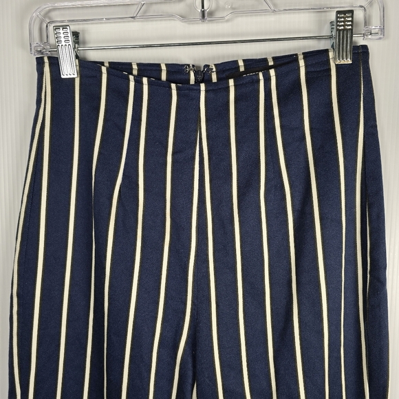 Reformation Women's Marlon High Rise Striped Cigarette Blue & White Pants Size 4 - Picture 3 of 15